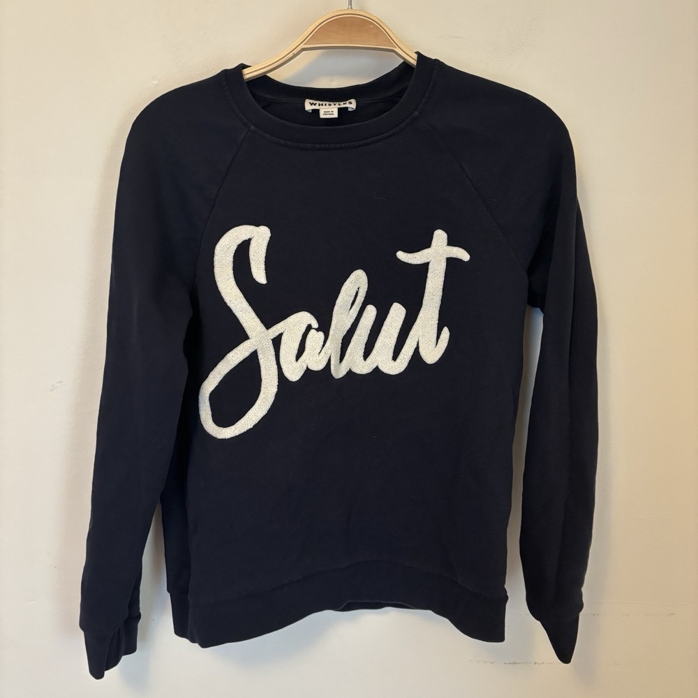 Whistles‎ Women's Sweatshirt Salut XS Navy Preppy 100% Cotton